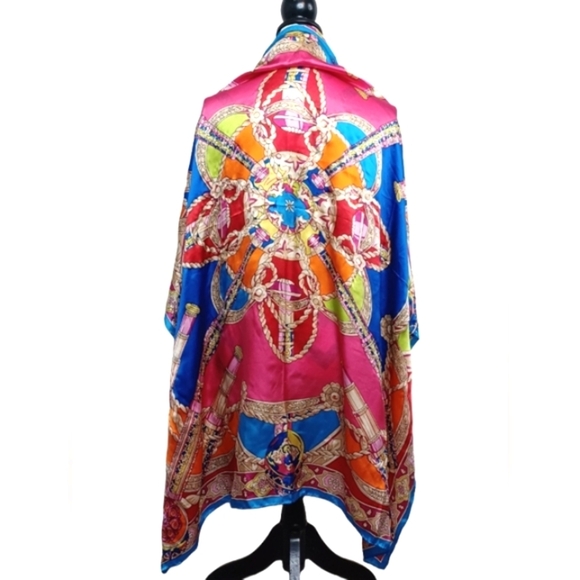 Luxury 100% Silk Colorful Gold Telescope Chapeau Scarf Wrap - Picture 3 of 14